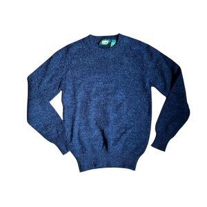 Vintage Kid's Dark Blue Wool-Blend Pullover Knit Sweater Large (16-18)